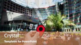  Presentation with marker - Theme enhanced with geolocation - closeup of the hand background and a coral colored foreground