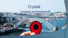  Presentation with marker - PPT theme having geolocation - closeup of the hand background and a sky blue colored foreground