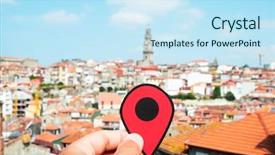  Presentation with old young - PPT layouts featuring geolocation - closeup of the hand background and a sky blue colored foreground