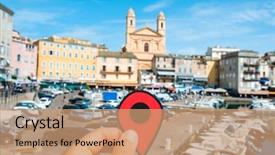  Presentation with view of the old port - Audience pleasing slides consisting of geolocation - closeup of the hand backdrop and a coral colored foreground