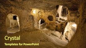  Presentation with cappadocia - PPT theme having geological history - derinkuyu cave city in cappadocia background and a tawny brown colored foreground