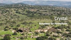  Presentation with geological - Slide deck enhanced with geological history - entrances to the caves background and a violet colored foreground