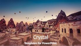  Presentation with balloon - Beautiful slides featuring geological history - hot air balloon flying backdrop and a tawny brown colored foreground