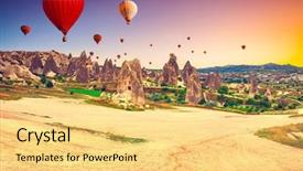  Presentation with hot air balloons - Slide deck having geological history - hot air balloons flying background and a yellow colored foreground