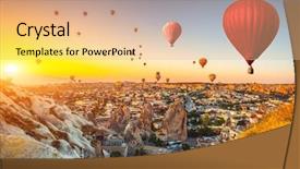  Presentation with hot air balloons - Slide deck enhanced with geological history - hot air balloons flying background and a lemonade colored foreground