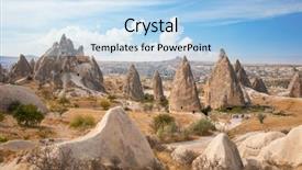  Presentation with 3d house - PPT layouts featuring geological history - two stone house in cappadocia background and a light blue colored foreground