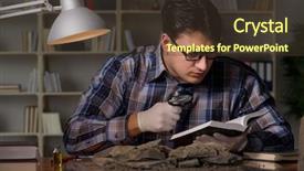 Presentation with late - Colorful PPT theme enhanced with geologist - archeologist working late night backdrop and a tawny brown colored foreground