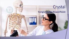  Presentation with archaeologist - Audience pleasing presentation design consisting of geologist - young female archaeologist working backdrop and a sky blue colored foreground