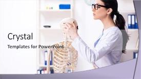  Presentation with archaeologist - Presentation consisting of geologist - young female archaeologist working background and a sky blue colored foreground