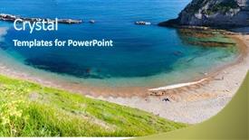  Presentation with holiday destination - PPT theme having geology - aerial view jurassic coast background and a ocean colored foreground