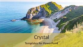  Presentation with holiday destination - Presentation theme featuring geology - aerial view jurassic coast background and a yellow colored foreground