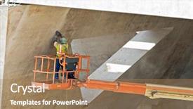  Presentation with geometric construction - Audience pleasing theme consisting of geometric construction - bridge worker sanding bridge seams backdrop and a coral colored foreground