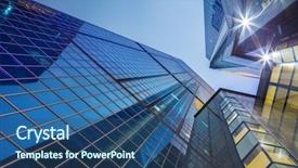  Presentation with geometric construction - PPT theme with geometric construction - modern corporate building background and a  colored foreground