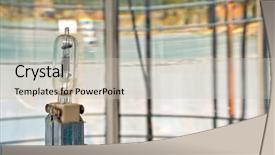  Presentation with earth inside an eye - Presentation featuring geometric optics - closeup on halogen lighthouse bulb background and a  colored foreground