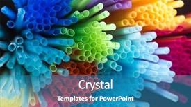  Presentation with plastic straws - Cool new PPT theme with geometric optics - colorful plastic drinking straws close backdrop and a teal colored foreground