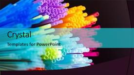  Presentation with plastic straws - PPT layouts consisting of geometric optics - colorful plastic drinking straws close background and a cyan colored foreground