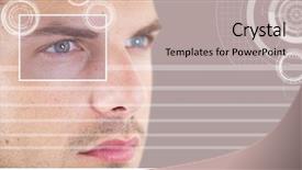  Presentation with eye pleasing - Cool new slide deck with geometric optics - man with eye focus box backdrop and a soft green colored foreground