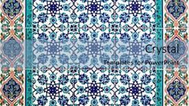 Presentation with element - Colorful presentation theme enhanced with religious moeslem - geometric pattern element of design backdrop and a light blue colored foreground