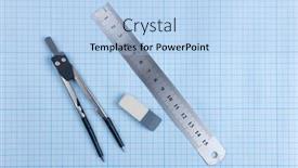  Presentation with geometry - PPT theme featuring geometry-set-with-compass-pencil background and a light blue colored foreground