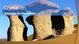  Presentation with geomorphology - Colorful PPT layouts enhanced with geomorphology - babele - geomorphologic rocky structures backdrop and a teal colored foreground