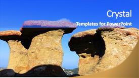  Presentation with geomorphology - Amazing PPT layouts having geomorphology - babele - geomorphologic rocky structures backdrop and a cobalt blue colored foreground