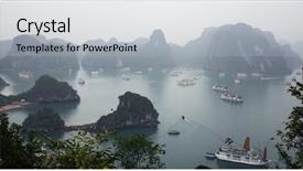  Presentation with geographical - Theme with geomorphology - halong bay is a unesco background and a light gray colored foreground