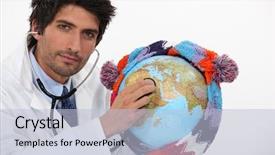  Presentation with global warming - Slides with geopoliteca - global warming background and a light blue colored foreground