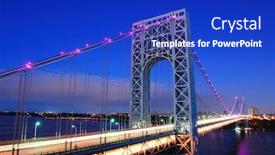  Presentation with george washington - Colorful slide set enhanced with george washington bridge at dusk backdrop and a royal blue colored foreground