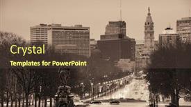  Presentation with george washington - Beautiful PPT theme featuring george-washington-statue-oand-street backdrop and a tawny brown colored foreground