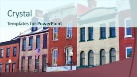  Presentation with historical buildings - Amazing slide set having georgetown historical district townhouses facades backdrop and a cool aqua colored foreground