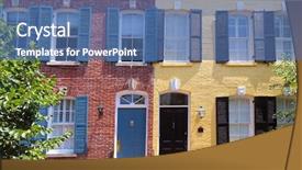  Presentation with historical buildings - Slides with georgetown historical district townhouses facades background and a ocean colored foreground