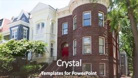  Presentation with historical women - Theme with georgetown historical district townhouses facades background and a tawny brown colored foreground