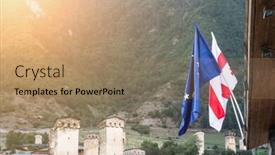  Presentation with castle - PPT layouts enhanced with georgian and eu flags background and a coral colored foreground