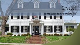  Presentation with colonial - Audience pleasing presentation theme consisting of georgian colonial house backdrop and a seafoam green colored foreground