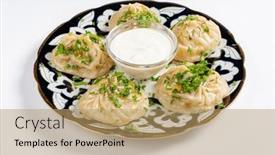  Presentation with herbs - Presentation theme featuring georgian-dumplings-khinkali-chinkali background and a  colored foreground