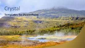  Presentation with geothermal - Presentation with geothermal area near geysir in southwestern iceland background and a light blue colored foreground