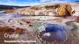  Presentation with yellowstone - Beautiful presentation theme featuring geothermal energy - picturesque hot azure small lake backdrop and a tawny brown colored foreground