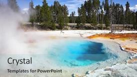  Presentation with geothermal energy - PPT theme having geothermal energy - picturesque hot azure small lake background and a light blue colored foreground
