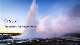  Presentation with geothermal - Amazing PPT theme having geothermal energy - strokkur geyser eruption golden circle backdrop and a sky blue colored foreground