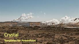  Presentation with geothermal power plant - Presentation theme consisting of geothermal power plant in iceland background and a tawny brown colored foreground