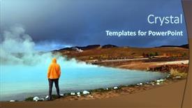  Presentation with geothermal - Presentation with geothermal region of hverir in iceland near myvatn lake iceland europe background and a ocean colored foreground