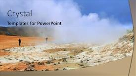  Presentation with geothermal - Presentation design featuring geothermal region of hverir in iceland near myvatn lake iceland europe background and a light blue colored foreground
