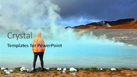  Presentation with geothermal - Presentation design with geothermal region of hverir in iceland near myvatn lake iceland europe background and a arctic colored foreground
