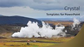  Presentation with geothermal - Slides having geothermal-region-of-hverir background and a light blue colored foreground