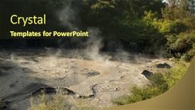  Presentation with high quality - Presentation theme consisting of geothermal-volcanic-park-with-geysers background and a tawny brown colored foreground