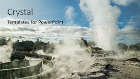  Presentation with geothermal - Theme featuring geothermal-volcanic-park-with-geysers background and a light blue colored foreground