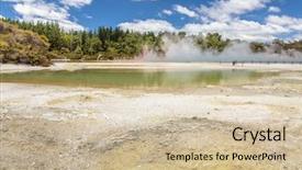  Presentation with new zealand - Presentation theme having geothermie - image of geothermal activity background and a soft green colored foreground