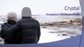  Presentation with geothermal - Slides with geothermie - rear view of tourists visiting background and a sky blue colored foreground