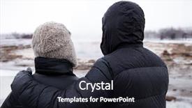  Presentation with geothermal - PPT theme having geothermie - rear view of tourists visiting background and a wine colored foreground