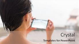  Presentation with hot spring - Presentation theme consisting of steam cell - rear view of asian mature background and a coral colored foreground